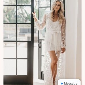 Le Rose Bridal Adele Lace Maxi Bridal Robe - Includes Slip